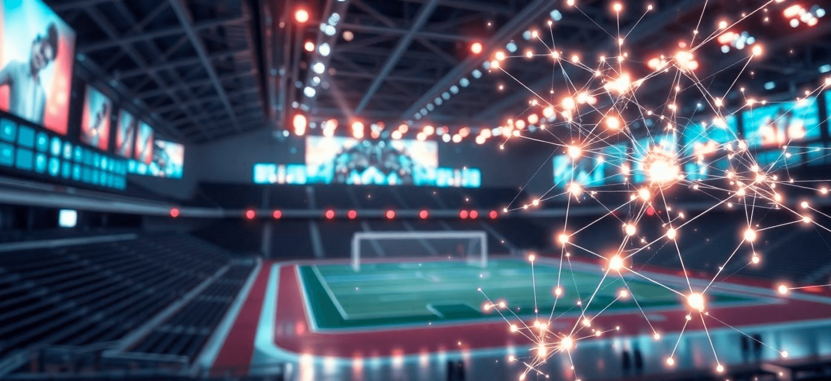 Abstract background of a sports stadium with data analytics overlay